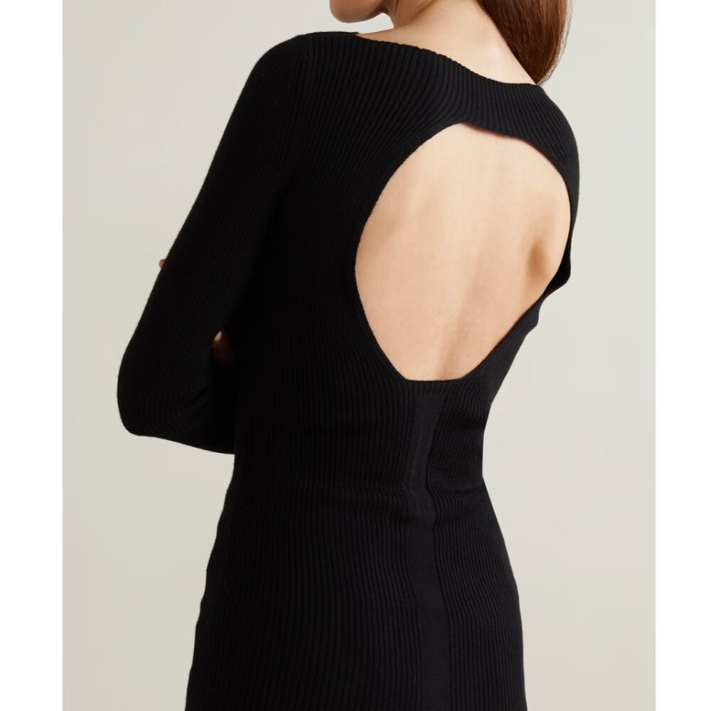 NEW Rick Owens FW 23 Luxor Al Top Black Ribbed Knit Wool Cutout Womens Medium